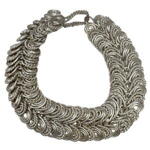 Vintage Silver-Tone Spiral Swirl Necklace